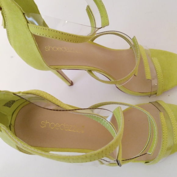 Shoe Dazzle Faux Suede Clear Strappy Zip 5" Heels sz 9 - Picture 8 of 10